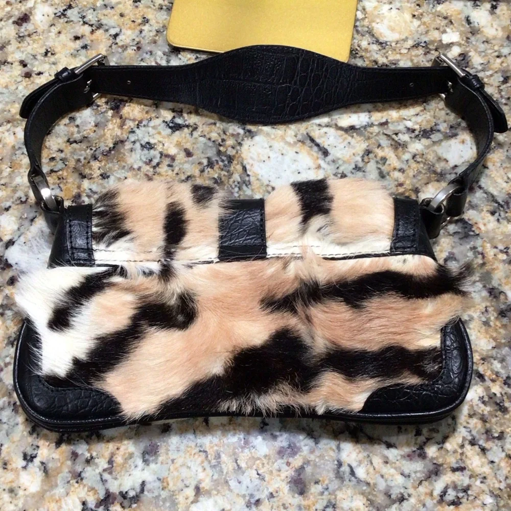 Versace Jeans Couture Faux Tiger Fur Shoulder Bag